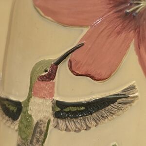 Hummingbird Floral Ceramic Vase - Toothbrush Holder Flower Vase Spring Decor